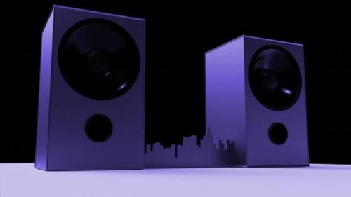 Videohive - Abstract Loudspeakers Playing Music Loud Isolated on a Black Background - 42510234 - 42510234
