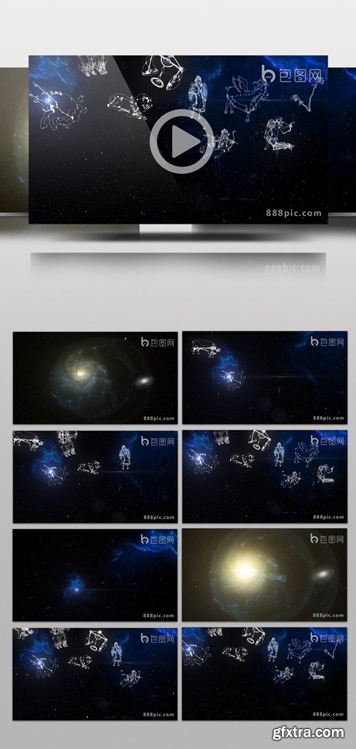 Starry Sky Twelve Constellations Dynamic Loop Background HD Video 124676