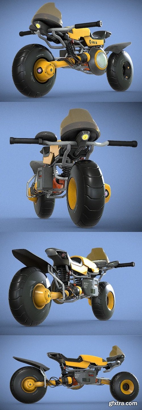 Sci-fi electric bike 3D Model