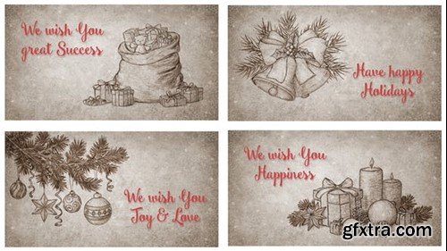 Videohive Christmas Retro Greeting Cards 42486963