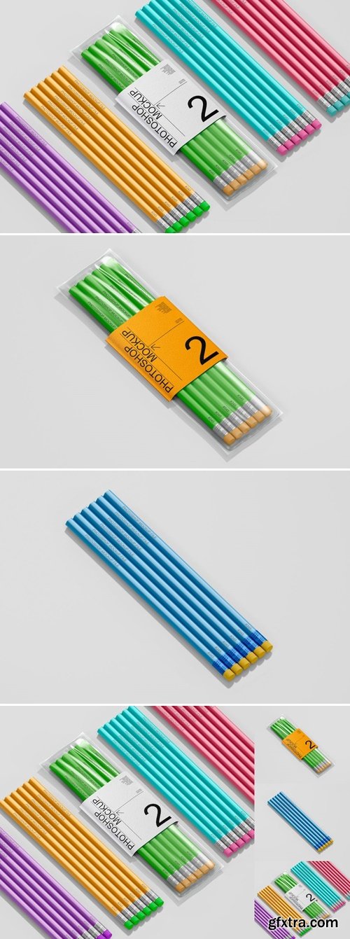 Pencil Packaging Mockup Set 64UGYP2