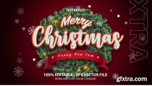 Vector text effect merry cristmas and happy new year vol 5