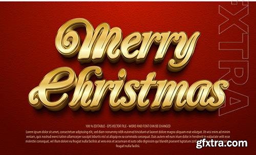 Vector merry christmas golden text effect template with 3d style