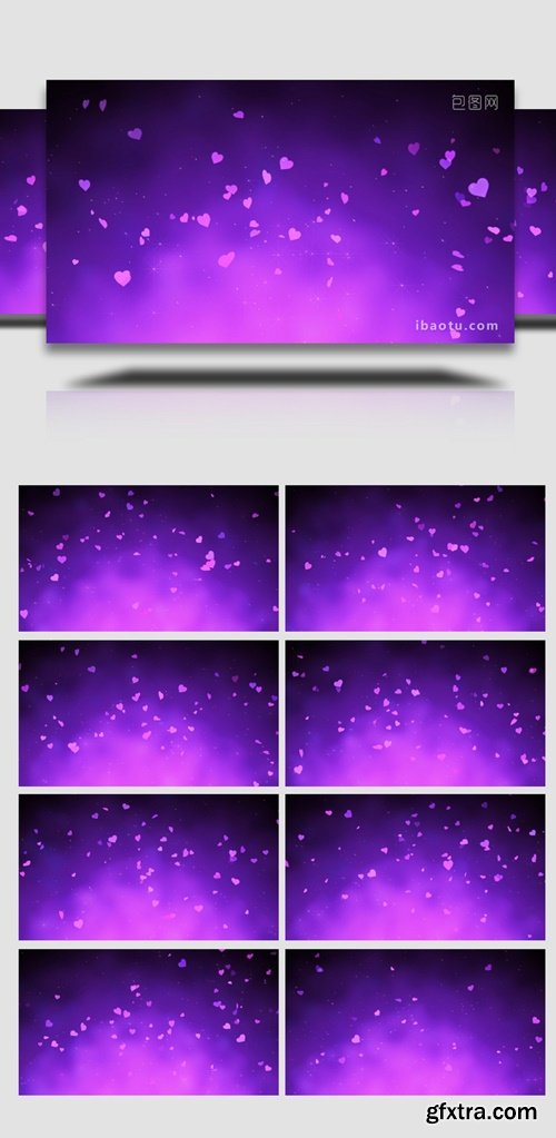 Romantic Purple Love Heart Floating In The Air Background Loop Video 6407394