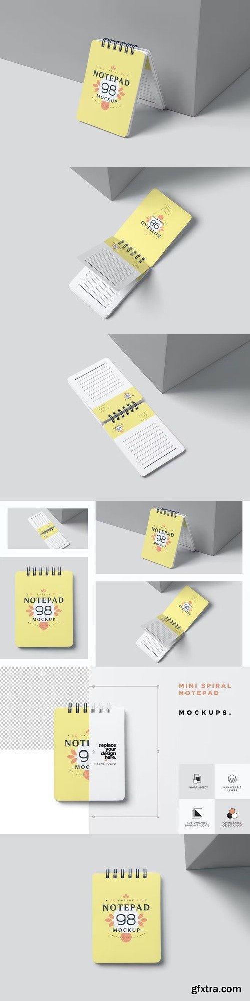 Round Edges Spiral Notepad Mockups