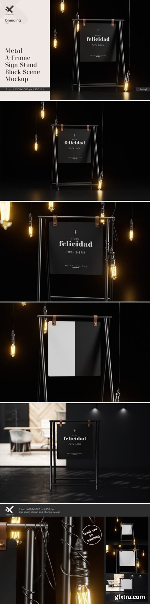 Black Metal a-Frame Sign Stand Mockup 55118501