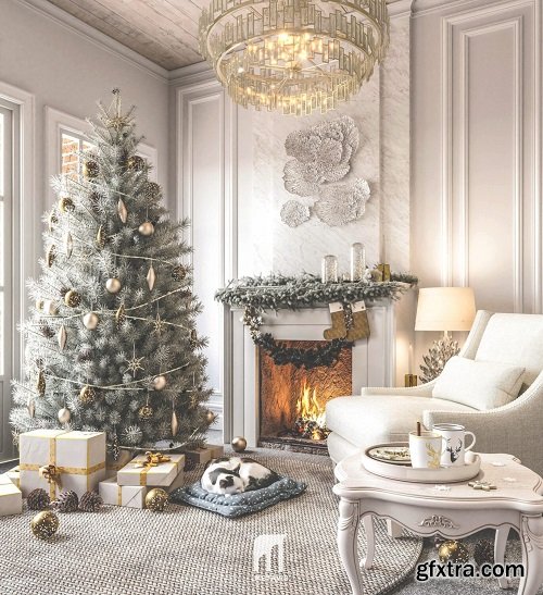 Christmas Living room Interior Scene