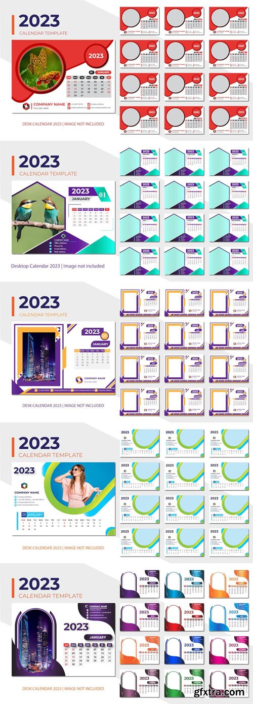 Creative Modern Desk Calendars 2023 Vector Templates Collection