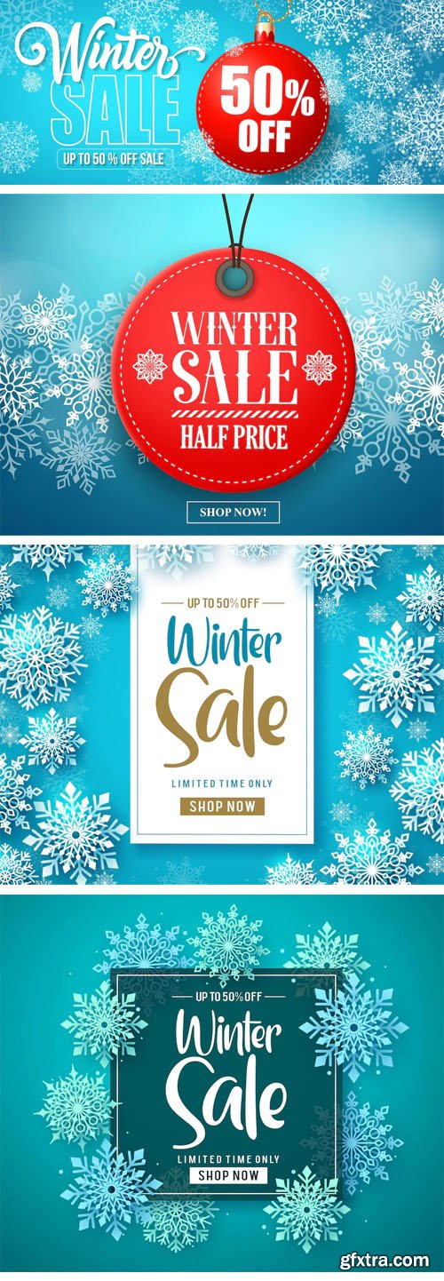 Winter Sales Banners & Backgrounds Vector Templates Collection