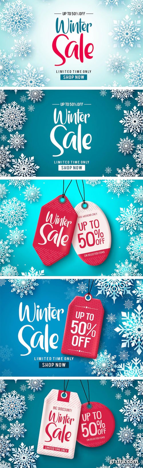 Winter Sales Banners & Backgrounds Vector Templates Collection