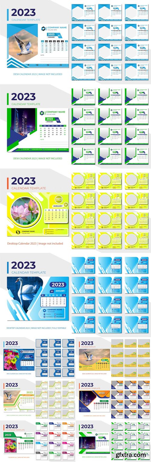 Creative Modern Desk Calendars 2023 Vector Templates Collection