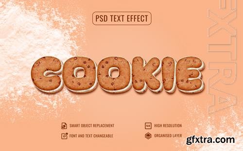 Psd cookie text effect with customizable flour background