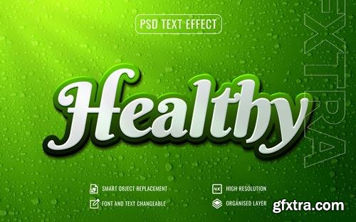 Psd organic healthy green 3d text effect with editable background