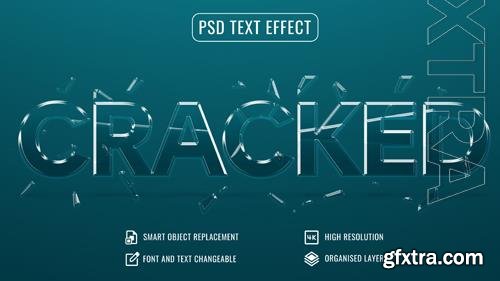 Psd crack text effect mockup with customizable ocean blue background