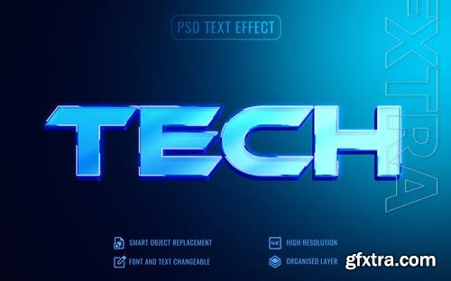 Psd 3d tech blue text effect