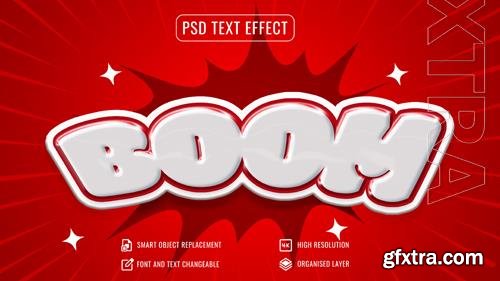 Psd shiny comic boom text effect 3d with background design