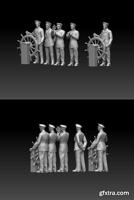 Captain and Offecers of Sailing Ship – 3D Print