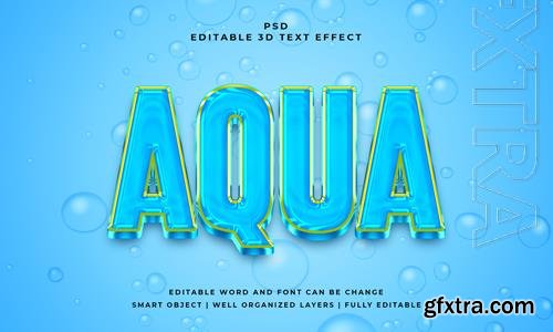 PSD aqua 3d editable psd text effect with background