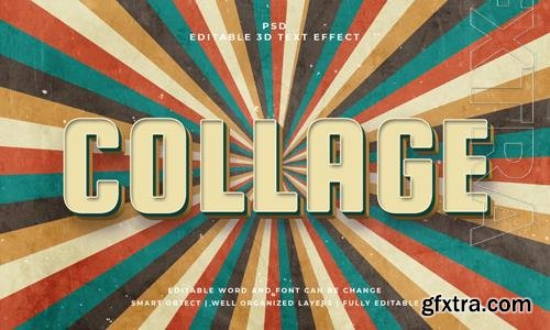 PSD collage vintage psd 3d editable text effect with background