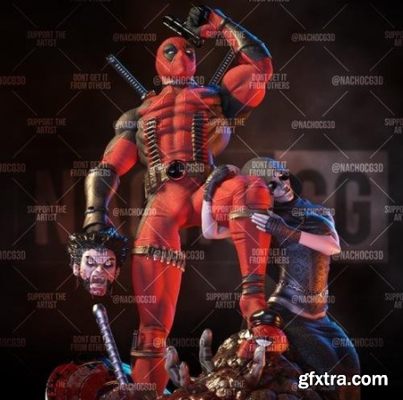 Deadpool Kills Marvel Statue – 3D Print Model