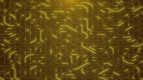 Videohive - motion gold circuit board or computer motherboard with neon effect - 42593233 - 42593233