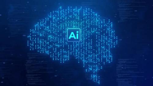 Videohive - Brain with circuit board. Artificial intelligence brain animation. - 42593523 - 42593523