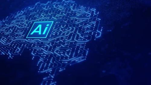 Videohive - Artificial intelligence brain animation. Futuristic human brain interface concept. - 42593527 - 42593527