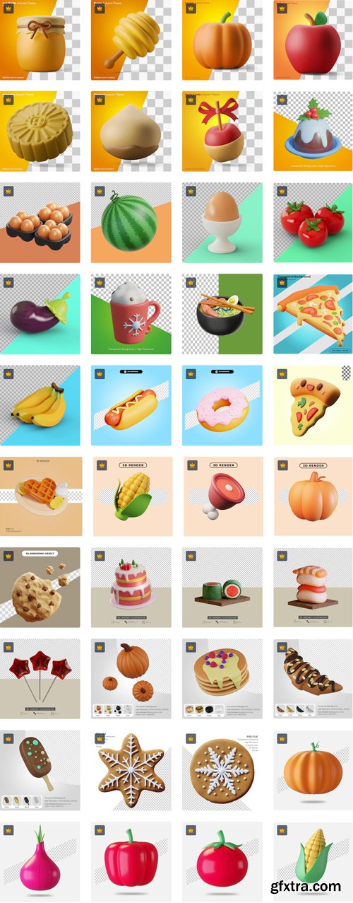 3D Food Collections - 120xPSDs