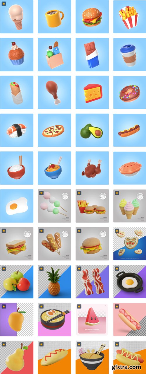 3D Food Collections - 120xPSDs