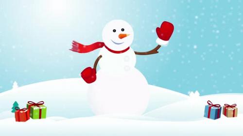 Videohive - Snowman Wishing Happy Christmas - 42594522 - 42594522