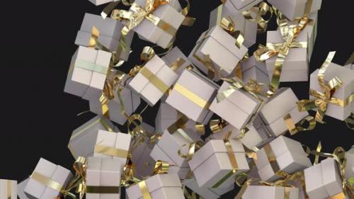 Videohive - Falling Big Gift Box Transition White With Gold - 42597816 - 42597816