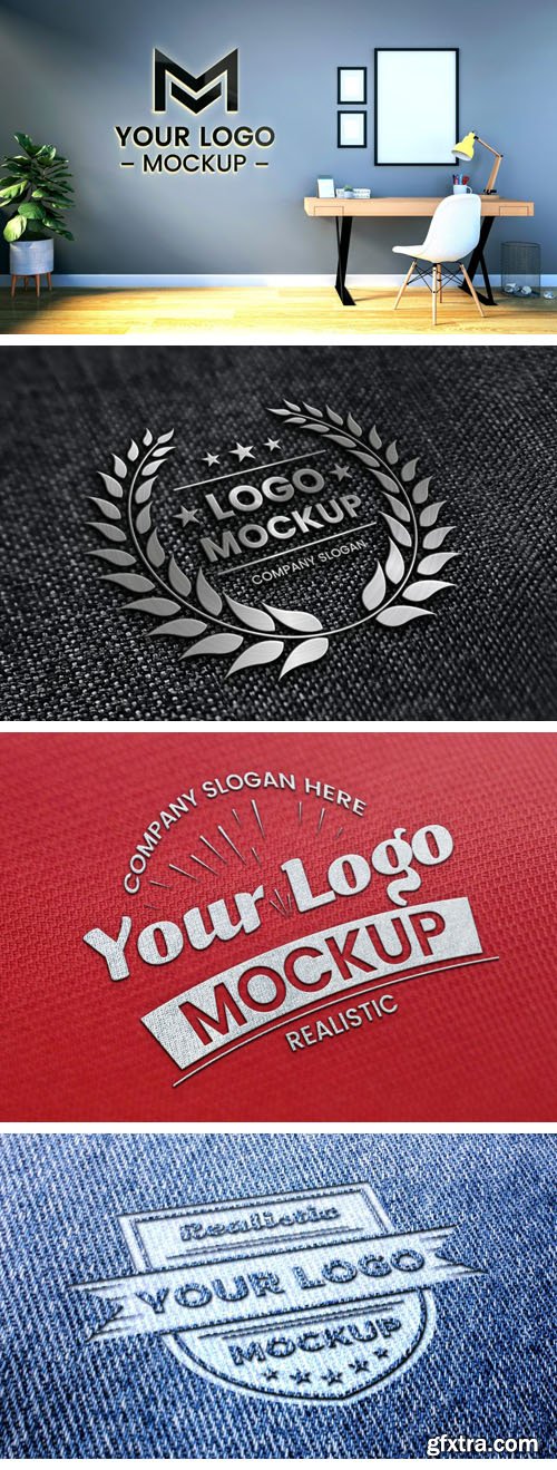 8 Realistic 3D Premium Quality Logos PSD Mockups Templates