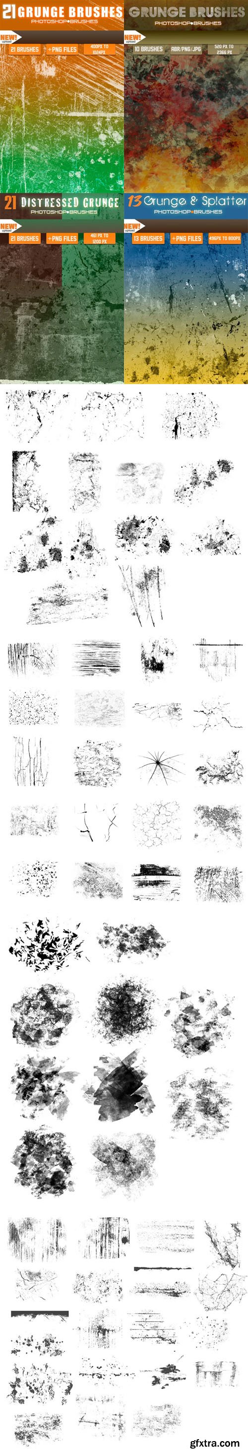 65 Grunge Brushes for Photoshop +PNG