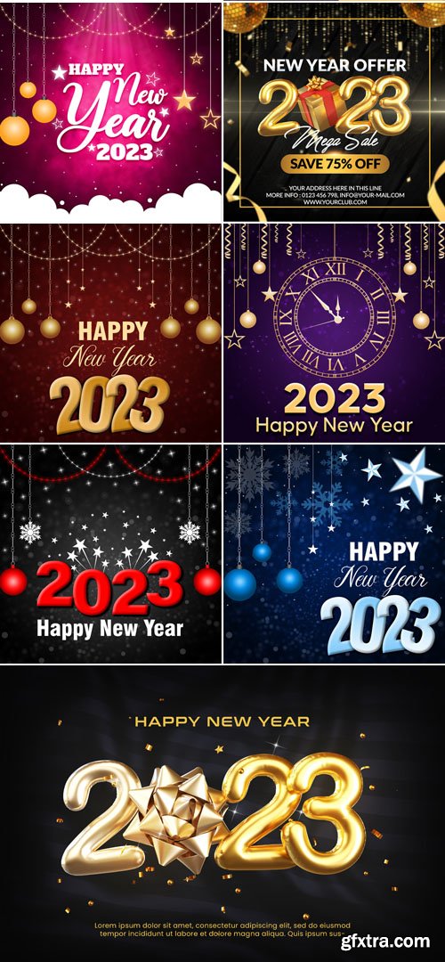 Happy New Year 2023 - 10+ Premium Backgrounds PSD Templates