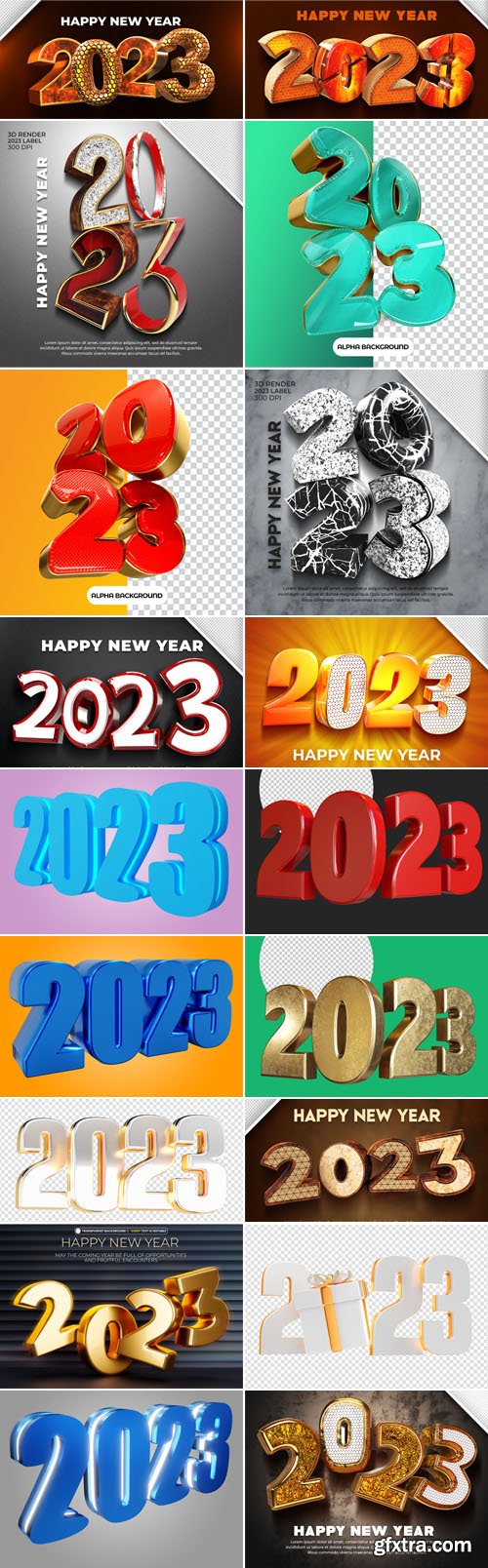 Happy New Year 2023 - 20+ 3D Renders PSD Templates