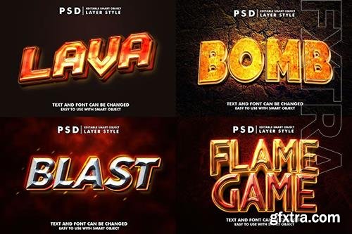 Set of Burn Editable Psd Text Effect