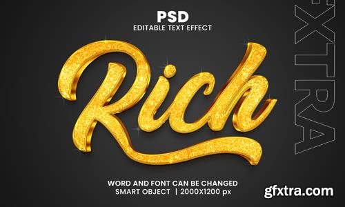 PSD rich luxury 3d editable photoshop text effect style with background