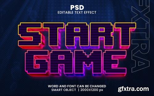 PSD start game 3d editable photoshop text effect style with background