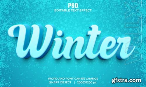 PSD winter 3d editable photoshop text effect style with background