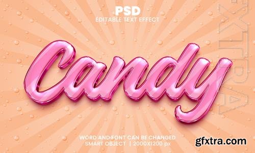 PSD candy 3d editable photoshop text effect style with background