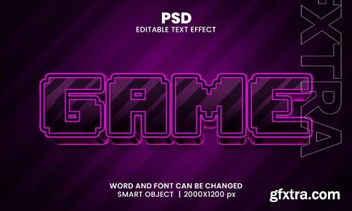 PSD game 3d editable photoshop text effect style with background