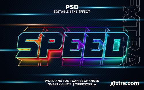 PSD speed neon 3d editable photoshop text effect style with background