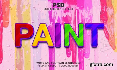 PSD paint colorful 3d editable photoshop text effect style with background