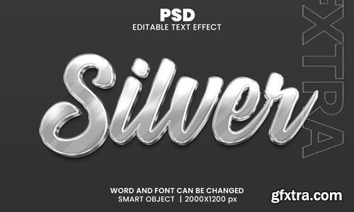 PSD silver 3d editable photoshop text effect style with background