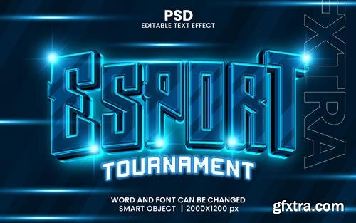 PSD esports tournament 3d editable photoshop text effect style with background