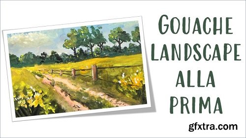 How to Paint a Gouache Landscape alla Prima for a Painterly, Spontaneous Effect.