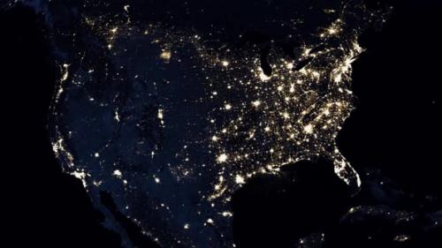 Videohive - United States of America From Space at Night 4K - 42659551 - 42659551