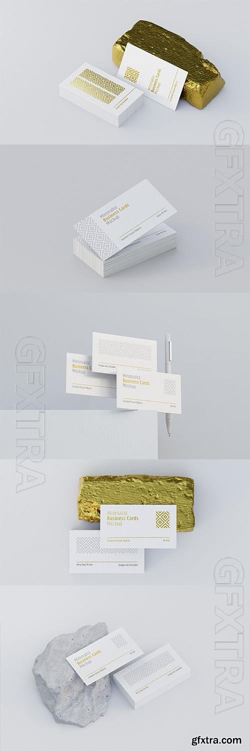 PSD floating business card mockup on stacked cards