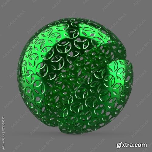 Green chrome round mesh 176328237