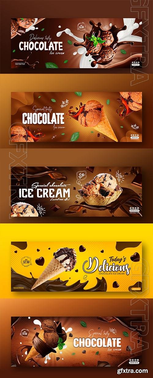 PSD ice cream cone social media template design